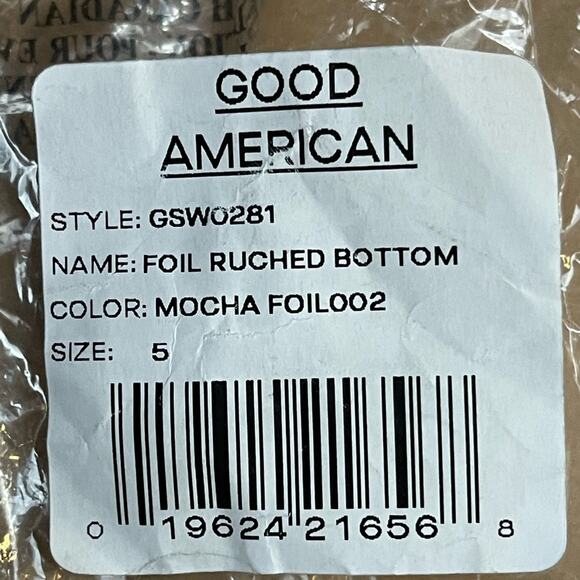 Good American Foil Ruched Bikini Bottom in Mocha Foil Size 5 (2XL) NWT‎ - Picture 9 of 9